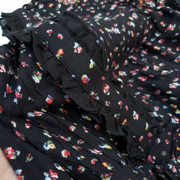 Free People Black Floral Flowy Short Sleeve Dress - Picture 4 of 7